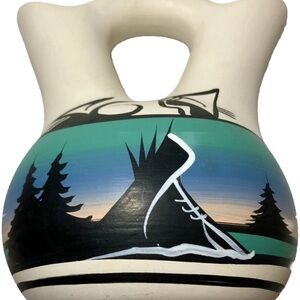 Vintage Navajo Pottery Wedding Vas Hand Painted
